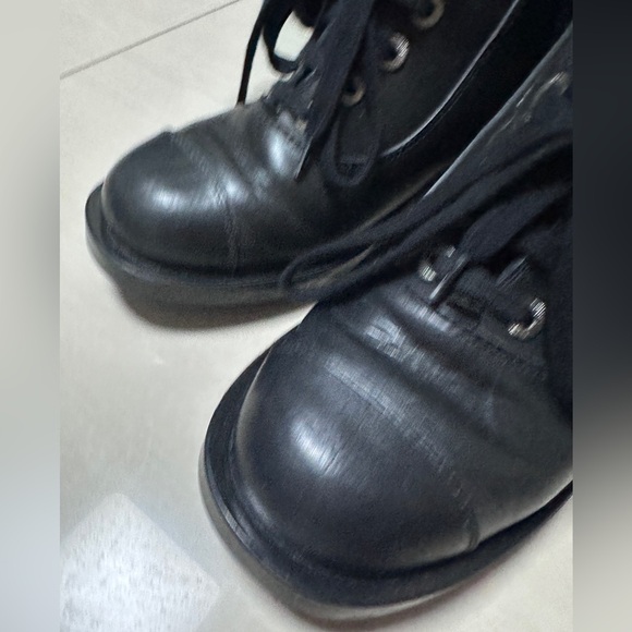 Auth Chanel Black Navy Blue Tweed Boots Socks Boots 39 Women - Picture 8 of 16